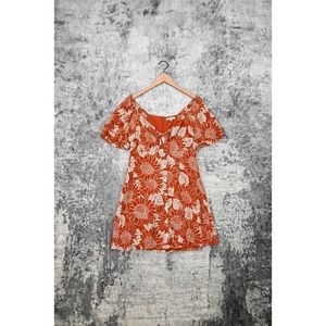 Madewell Silk Tie Front Mini Dress in Orange Sunflower Floral 4